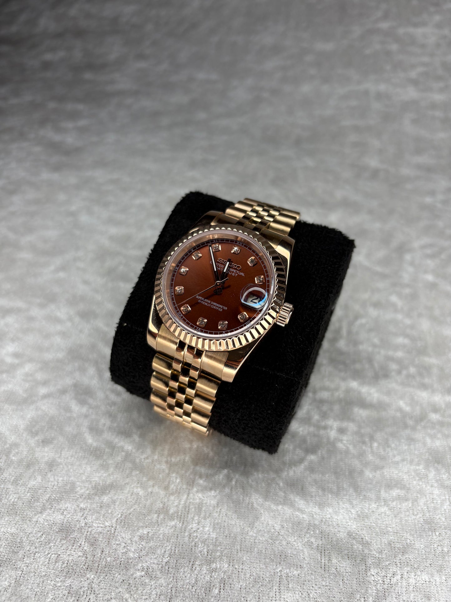 DATEJUST CADRAN NOIR ROSE MOD